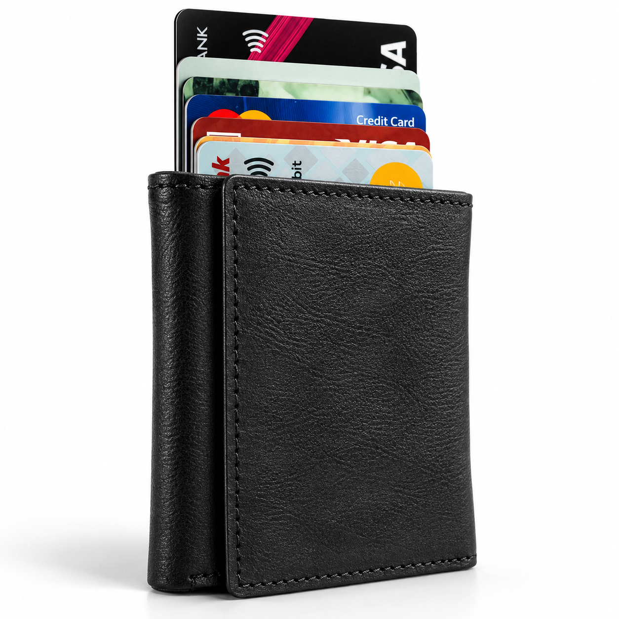 Slim Black Leather Card Wallet